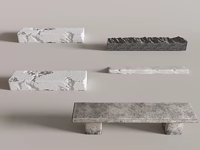 Various Textured Stone Stools With Natural Patterns And Modern Design Styles 3d model