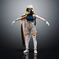 Hooded Fantasy Character With Blue Top White Shorts Long Gloves White Boots And Gold Accents
