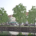 Lively Commercial Plaza With Supermarket Children's Clothing Store Greenery And Open Space