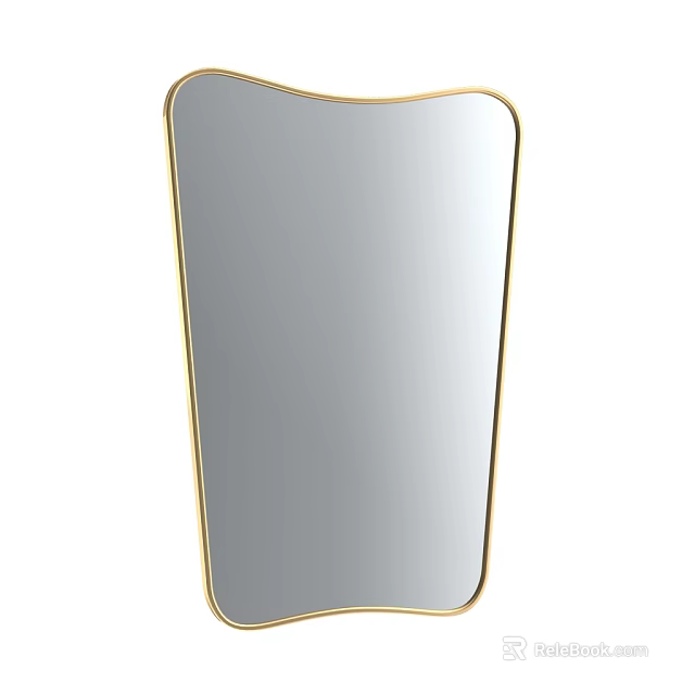 Modern Irregular Shaped Mirror With Gold Frame For Home Decorative Use 3d model