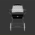 Elegant Vintage Baby Pram With Black Body White Wheels And Transparent Patterned Canopy
