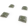 Four Square Gray Stone Brick Blocks With Textured Surface For Building Projects
