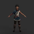Adventurous Female Character With Blue Shawl And White Top And Her Animal Companion