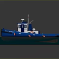 CUI PING YU Blue And White Model Boat On Black Display Base With Detailed Design