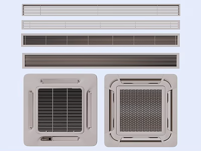 Air Conditioner Fan Grilles and Square Panels with Various Designs 3d model