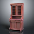 Traditional Dark Brown Solid Wood Storage Cabinet With Upper Glass Doors And Lower Drawers