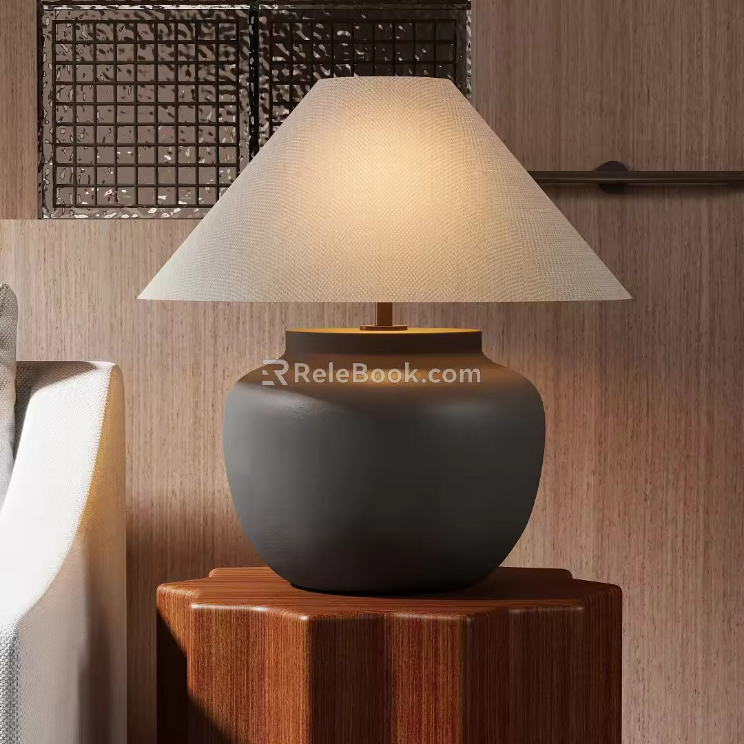 Modern Middle Ancient Pottery Pot Table Lamp 3d model