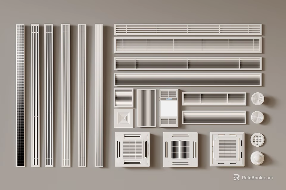 Various Modern Ventilation Grilles And Air Vents In Different Sizes And Designs 3d model 