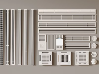 Various Modern Ventilation Grilles And Air Vents In Different Sizes And Designs 3d model