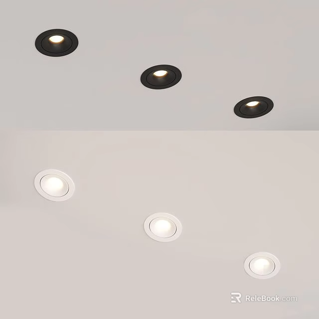 Modern Home Ceiling Lighting Fixture Design With Downlights And Spotlights Setup 3d model 