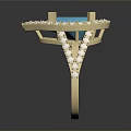 Gold Ring With Large Blue Gemstone And Small Diamond Decorations For Daily Life