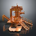 Detailed Copper Architectural Model Design With Intricate Structure Staircases Platforms And Railings