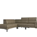 Modern Beige L Shaped Sectional Sofa With Armrests And Black Legs 3d model