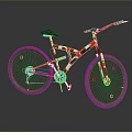 Stylish Bicycle With Unique Red White Blue Geometric Frame And Black Seat Handlebar