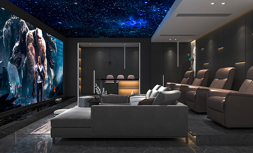 Modern Video Room Cinema Private Cinema Screening Hall Massage Chair Single Person Sofa Starry Top 3d model