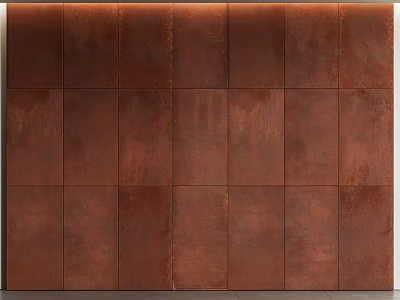 Modern Rustic Copper Textured Panel Background Wall With Square Tile Design Features 3d model