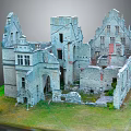 Ancient Stone Ruin Model Featuring Detailed Tower Structures and Grass Surroundings 3d model