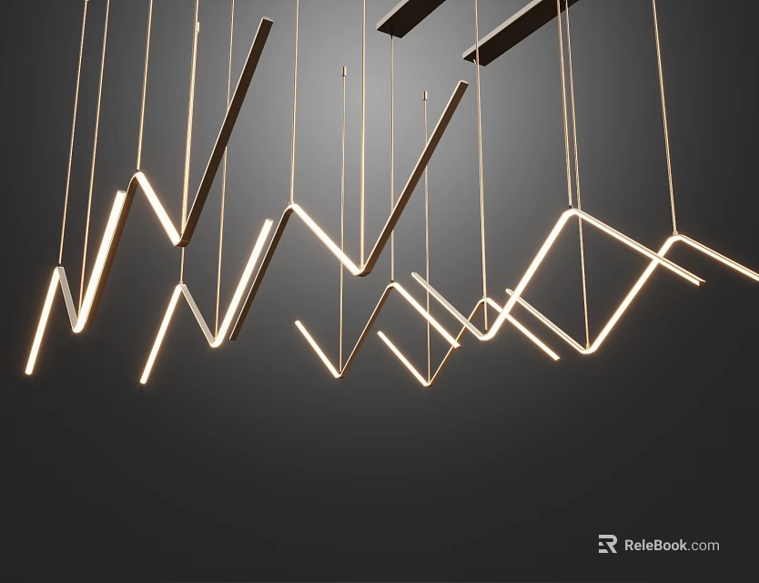 Elegant Modern Kitchen Chandelier With Geometric Linear Design And LED Lighting 3d model 
