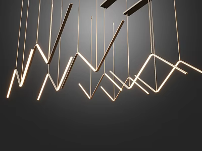 Elegant Modern Kitchen Chandelier With Geometric Linear Design And LED Lighting 3d model