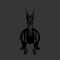 Black Dragon Game Movie Character With Spiky Back Wings Yellow Eyes And Purple Underbelly