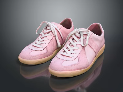 Pink Casual Shoes With White Laces Comfortable Design For Daily Wear 3d model