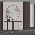 New Chinese background wall porch partition wall end view cabinet lattice 3d model