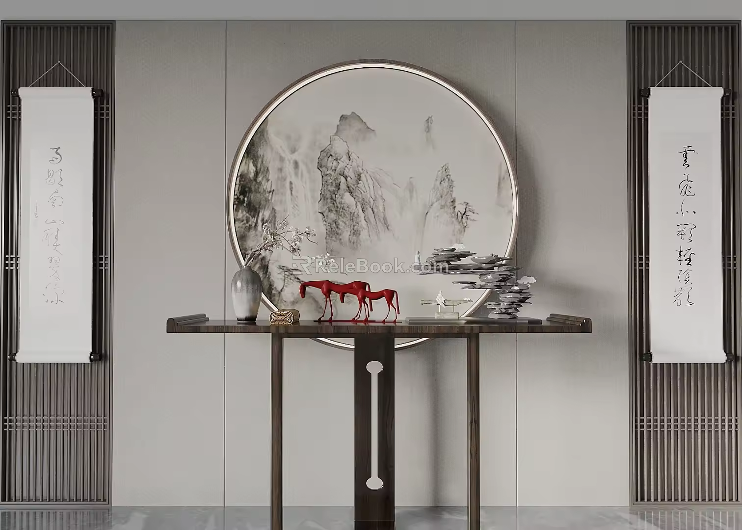 New Chinese-style Duan Jing-style Duan Jing Cabinet in Hallway 3d model
