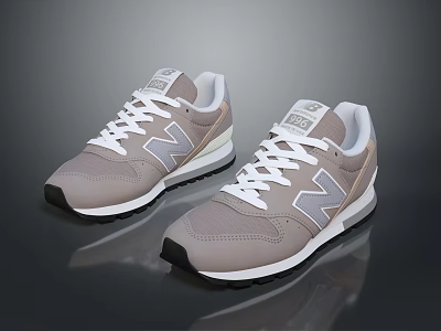 Light Gray New Balance Sneakers With White Laces And Logo For Daily Lifestyle 3d model