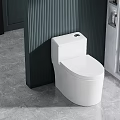 Modern White Toilet In Bathroom Interior With Gray Floor Green Wall And Shower Enclosure