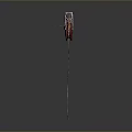 Colorful Fish Hanging On Curved Wooden Fishing Rod With Red Parts And White Line