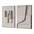 Abstract 3D Wall Art With White Gray Tones And Wooden Frames Modern Decor