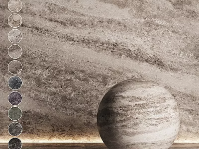 Decorative Design Components With Color Swatches Textured Sphere And Wooden Marble Background Wall 3d model