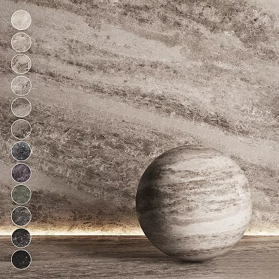 Decorative Design Components With Color Swatches Textured Sphere And Wooden Marble Background Wall 3d model