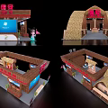 Traditional Exhibition Booth Design With Straw Roof Wooden Structure And Interior Layout
