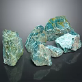 Natural Blue Green Stone And Wood Decor With Textured Surfaces And Shapes