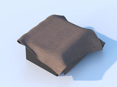 Brown Textured Fabric Cushion With Black Base For Home Living Decoration 3d model