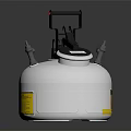 White Industrial Storage Equipment With Red Indicator Light Black Control Components And Yellow Warning Label