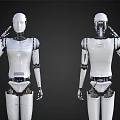 Intelligent Humanoid Robots Saluting In Front And Back Views With Futuristic Design