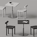 Modern Table and Chair Set Design with White Black Colors and Metal Base