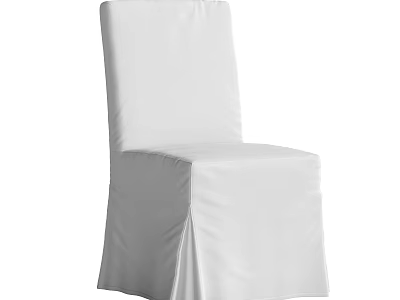 Stylish White Fitted Slipcover Dining Chair With Modern Full Coverage Fabric Design 3d model