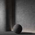 Minimalist Interior With Textured Walls And Spherical Sculpture 3d model