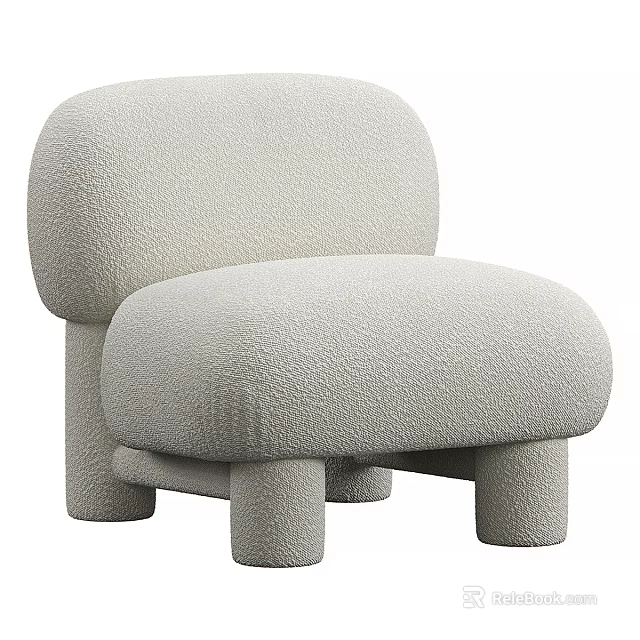 Modern Single Sofa With Plush Fabric Upholstery Round Armrest And Stylish Leg Design 3d model 