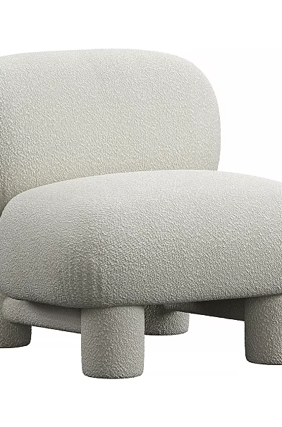 Modern Single Sofa With Plush Fabric Upholstery Round Armrest And Stylish Leg Design 3d model
