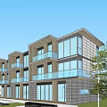 Modern Townhouse Exterior Design With Glass Facade Metal Accents Balconies And Greenery