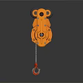 Orange Heavy Duty Hoist Pulley With Rollers Steel Cable And Hook