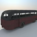 Old Rusty Red and Black Bus with Weathered Exterior and Vintage Design