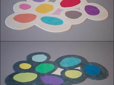 Vibrant Square Rug With Colorful Oval Patterns And Multicolored Design For Home Decor 3d model