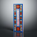 Ornate Decorative Blue Thermometer Featuring Floral Patterns And Colorful Accents