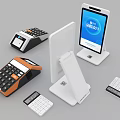 Modern Commercial Equipment Including POS Systems Cash Registers And Electronic Scales