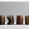 Log Low Stool Stakes Wooden Stool 3d model